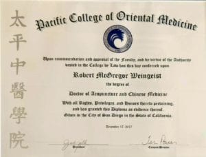 Doctorate from Pacific College