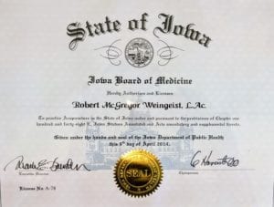 Iowa Board of Medicine Acupuncture License 